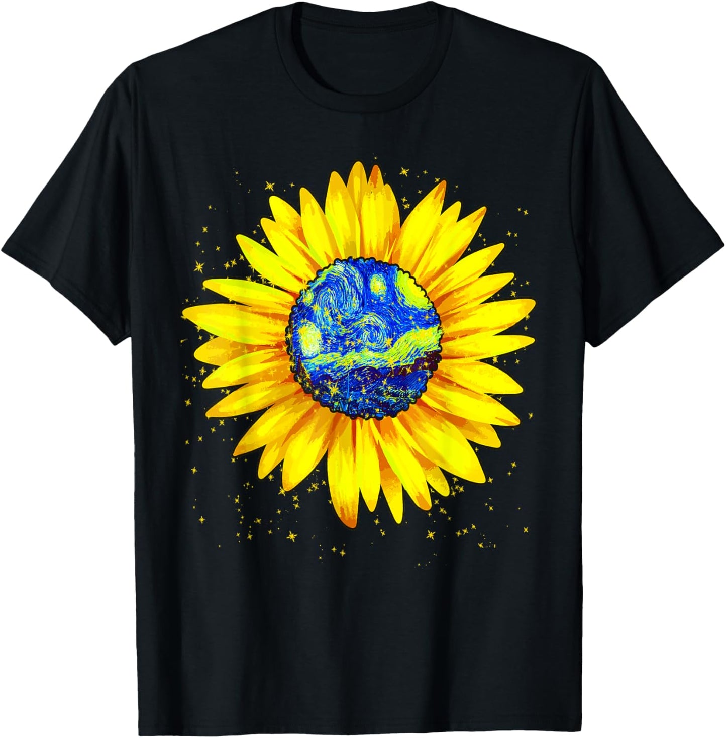 Vincent van Gogh Starry Night Sunflower Impressionism Art T-Shirt - T-Shirt | Black