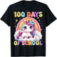 100 Days Of School Unicorn 100th Day Of School Teacher Kids T-Shirt - T-Shirt | Black