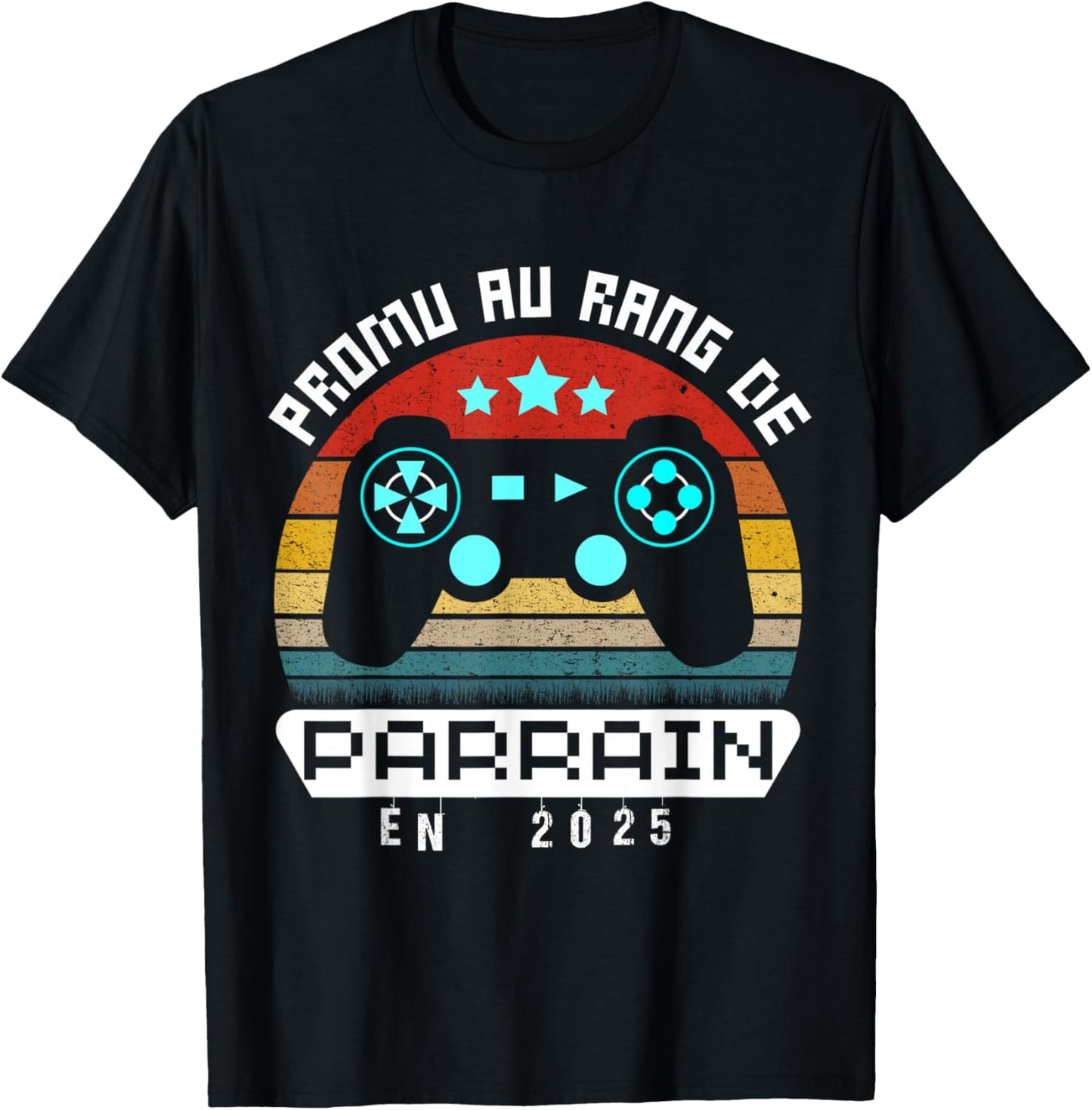 Future Godfather 2025 Gamer Gift Announcement Pregnancy Retro , Black, S T-Shirt - T-Shirt | Black