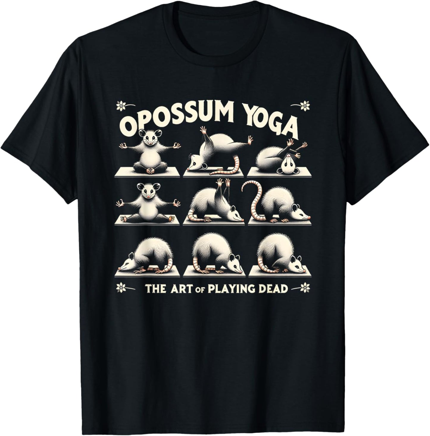 Funny Possum Yoga Lotus Meditating Zen Funny Opossums Memes T-Shirt - T-Shirt | Black