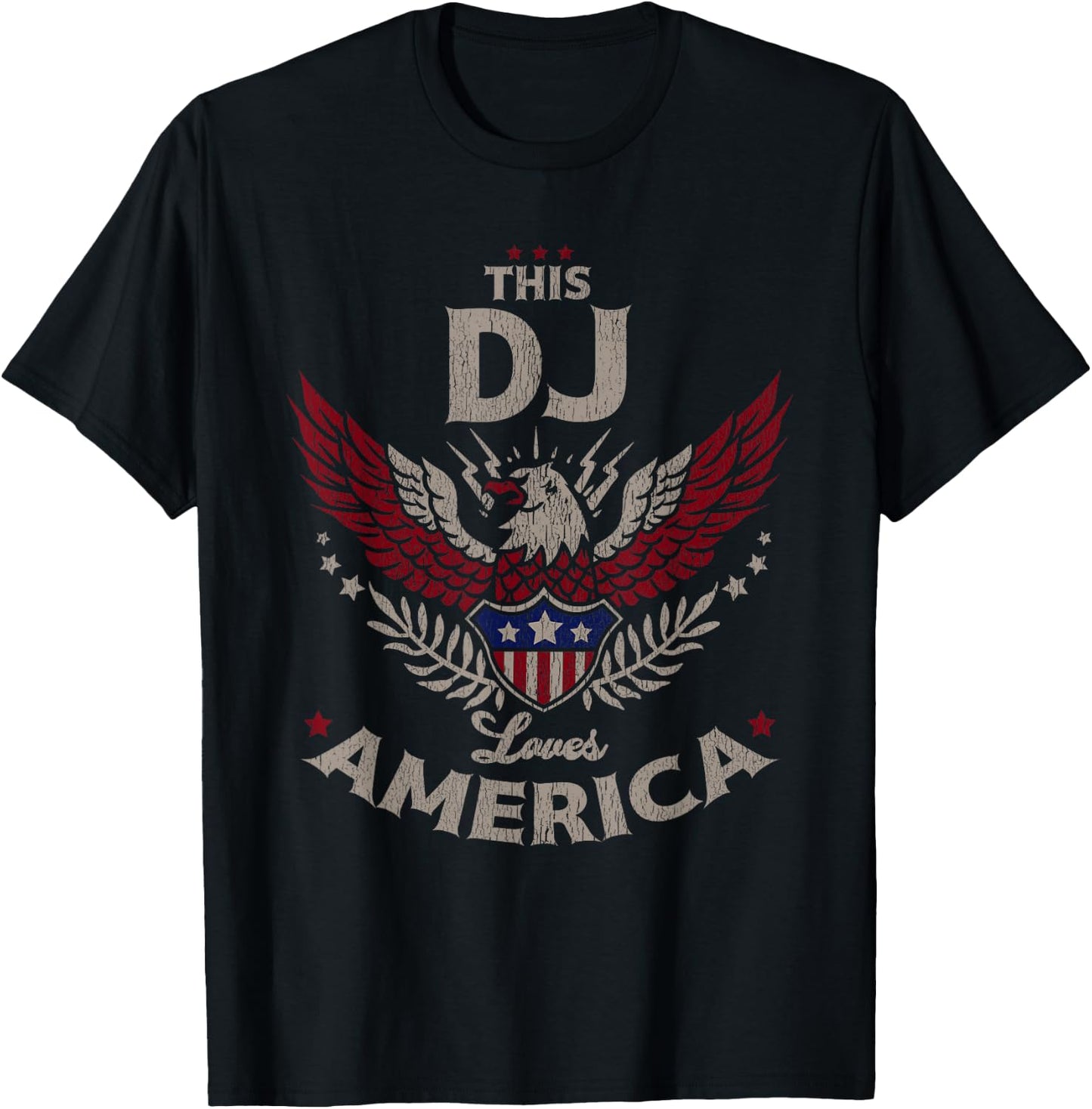 This DJ Loves America USA Patriotic Pride T-Shirt - T-Shirt | Black