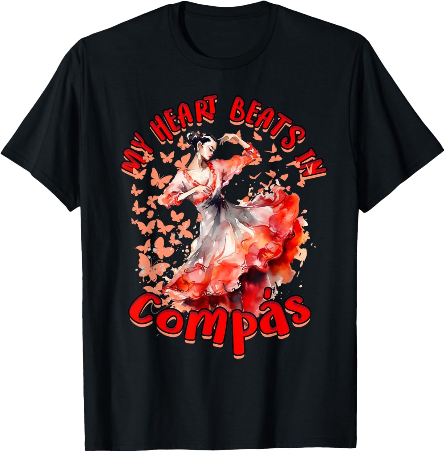 Flamenco My heart beats in compás T-Shirt - T-Shirt | Black