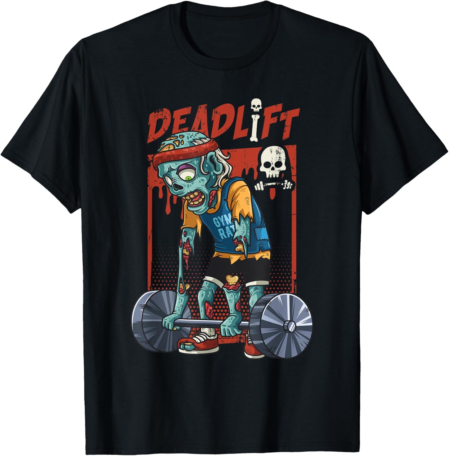 Zombie Deadlift Weight Lifting Halloween Fitness Gym Workout T-Shirt - T-Shirt | Black