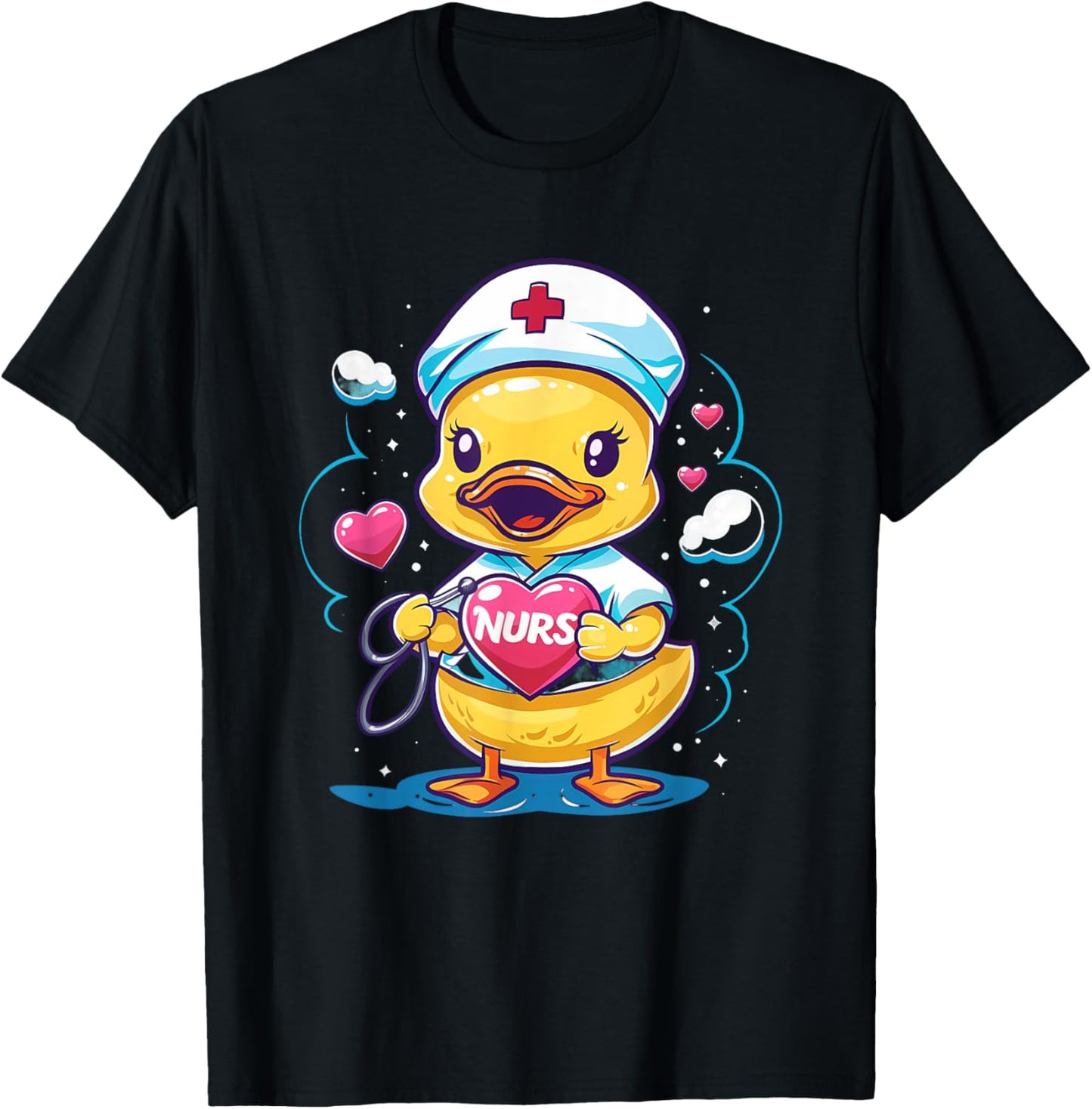 Rubber Duck Nurse Stethoscope Nursing Medical Rubber Duck T-Shirt - T-Shirt | Black