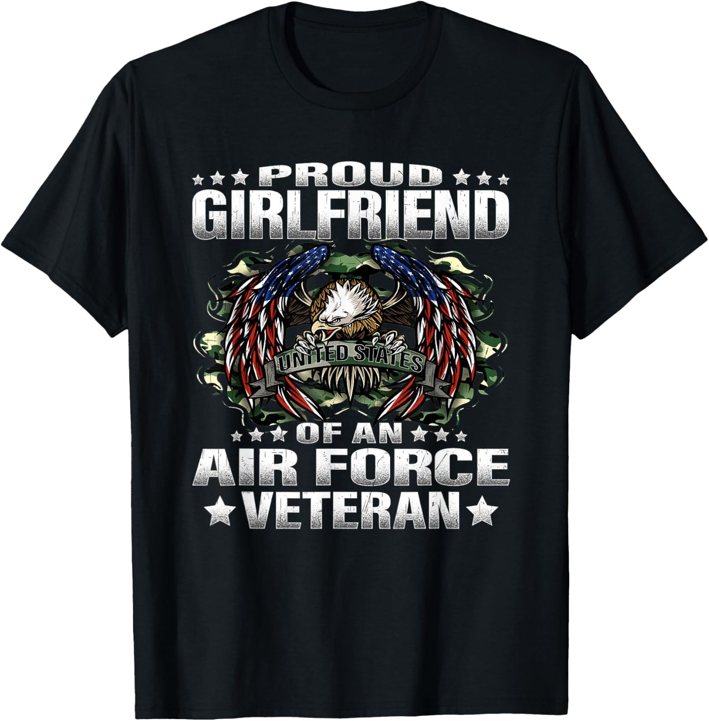 Proud Girlfriend Of An Air Force Veteran Vet's Lover Gift T-Shirt - T-Shirt | Black