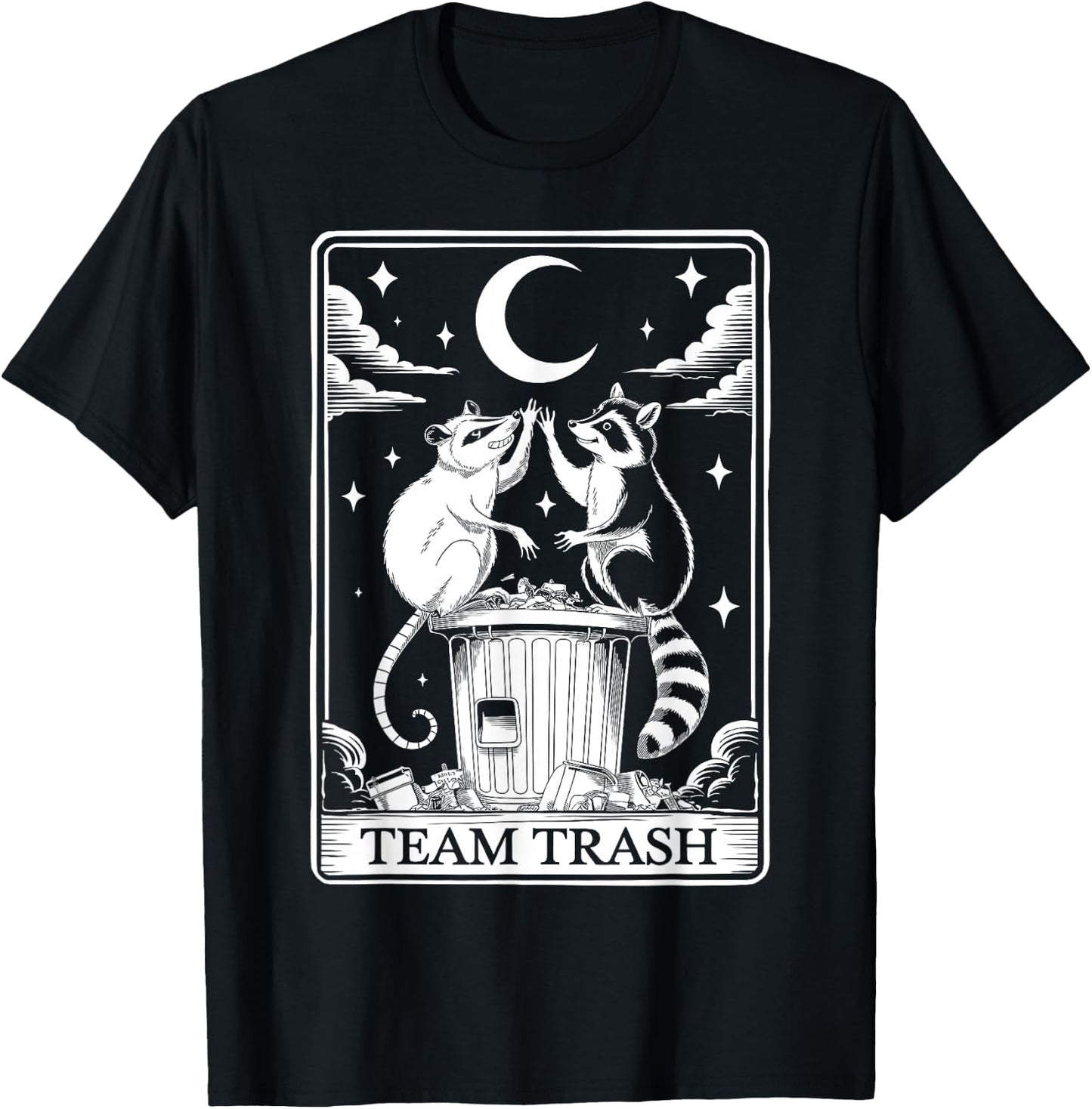 Opossum Raccoon Team Trash Tarot Card Gifts Women T-Shirt - T-Shirt | Black
