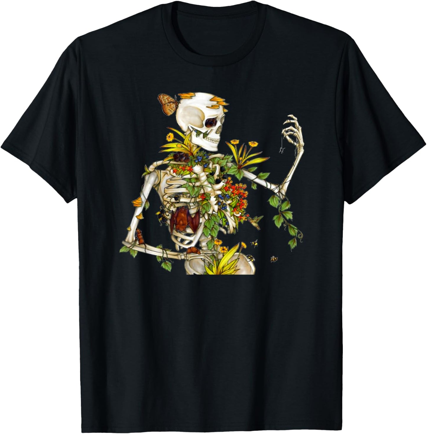 Cool Skeleton Plant Nature T-Shirt - T-Shirt | Black