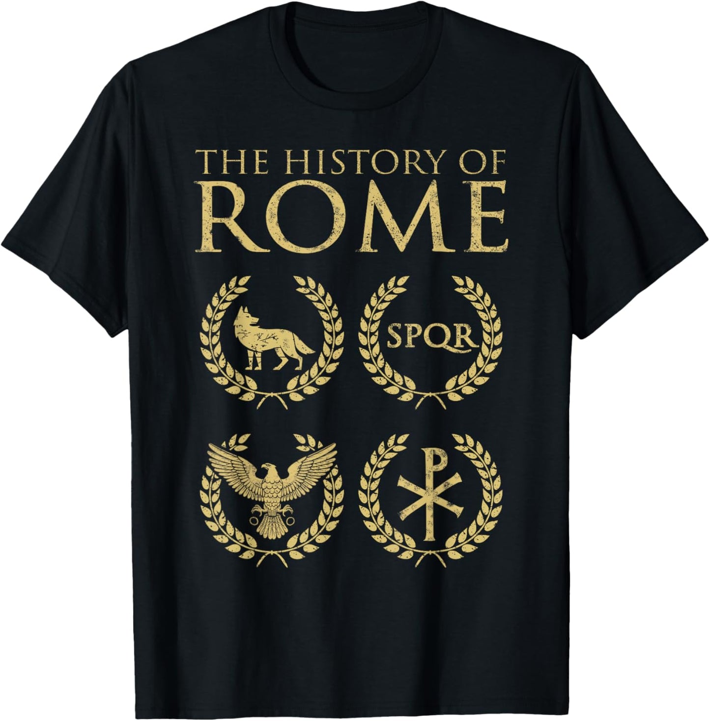 Agema Apparel -Adults Roman History , Red, Small, Short Sleeve, Classic Fit, Cotton Blend, Unique Roman History Graphic Print T-Shirt - T-Shirt | Black
