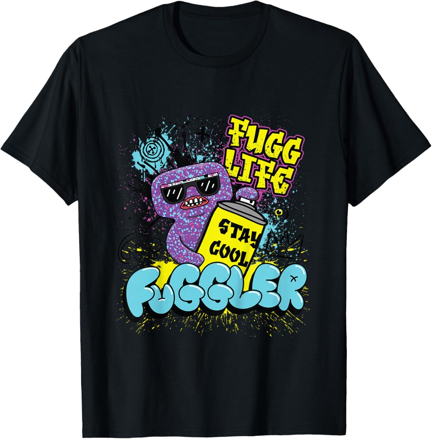 Fuggler Squidge Fugg Life Graffiti Spray Can Kids T-Shirt - T-Shirt | Black