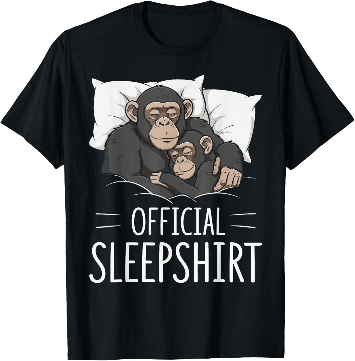 Official Sleepshirt Sleeping Chimpanzee Monkey Lovers Pajama T-Shirt - T-Shirt | Black