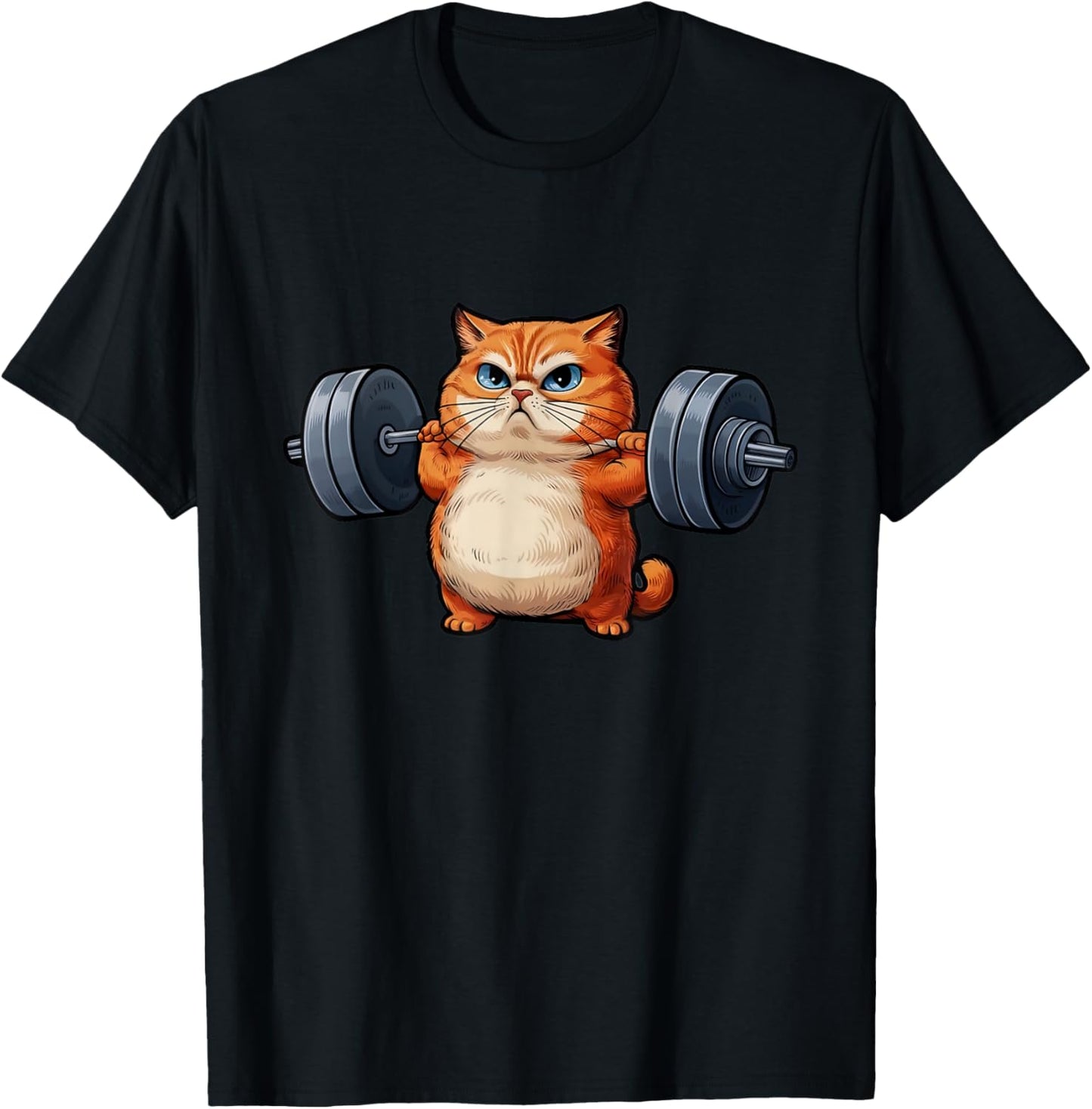 Cat Weightlifting - Funny Cat Workout and Fitness Women Kids T-Shirt - T-Shirt | Black