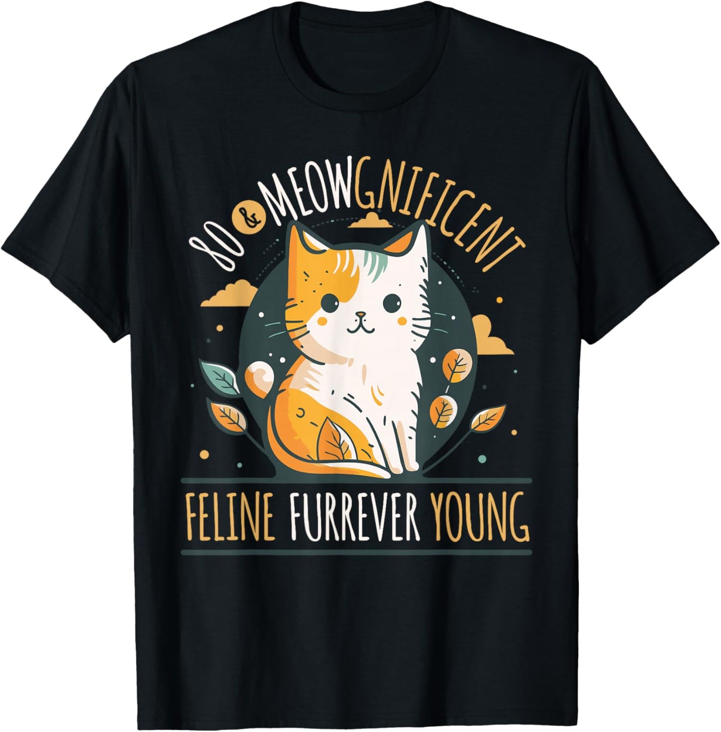 Cat Lover 80th Birthday Cat Owner Birthday Age 80 T-Shirt - T-Shirt | Black