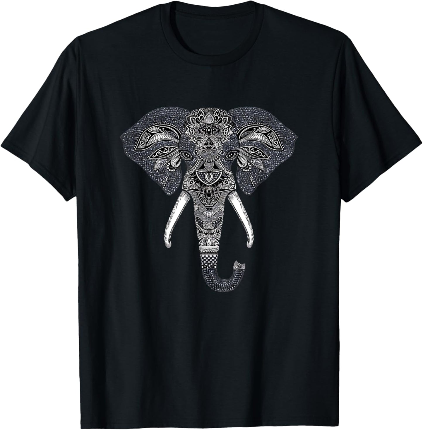 Mandala Style Elephant Perfect and Men T-Shirt - T-Shirt | Black