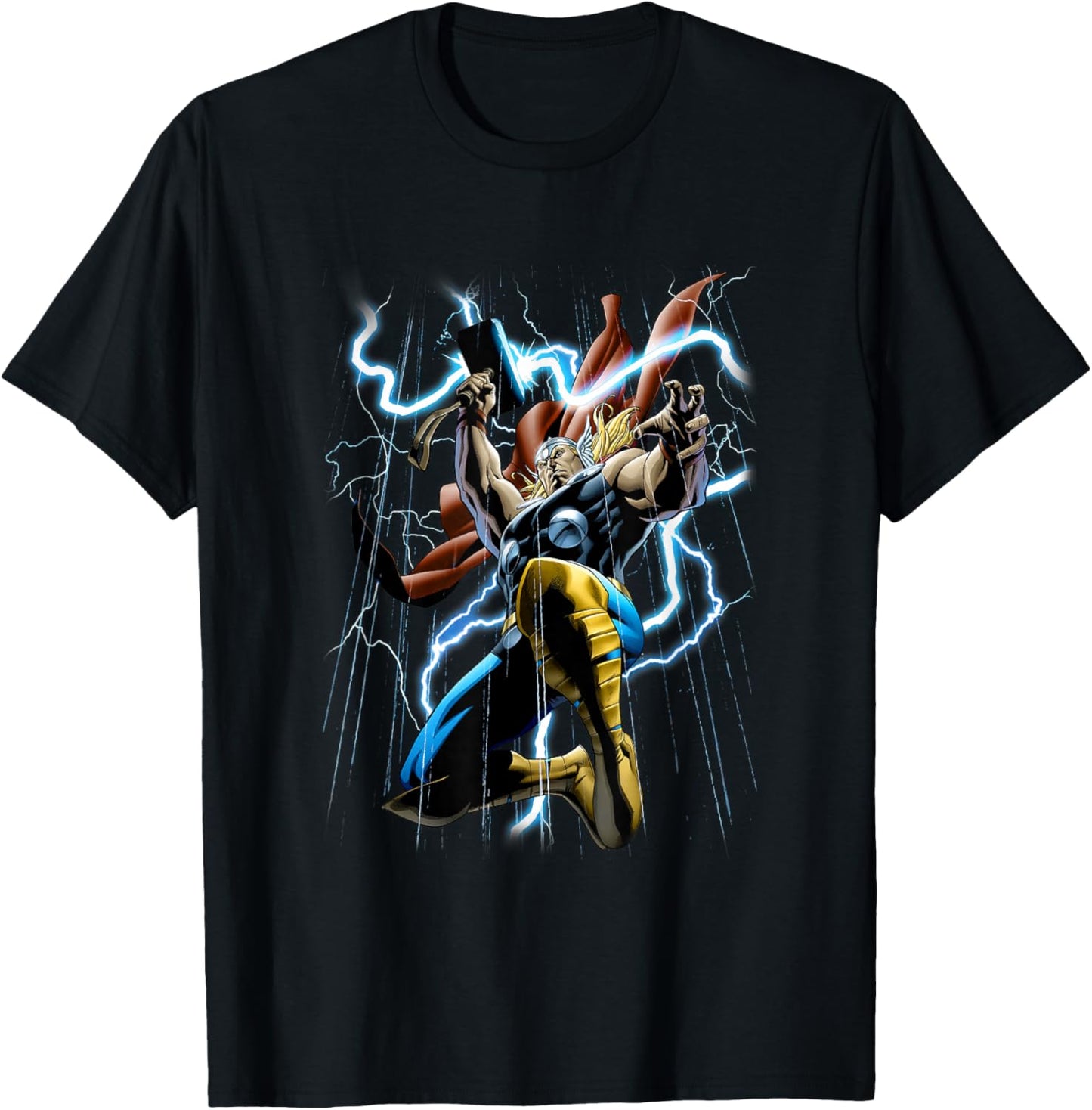 Marvel Comics Retro Classic Thunder & Lightning Mighty Thor T-Shirt - T-Shirt | Black