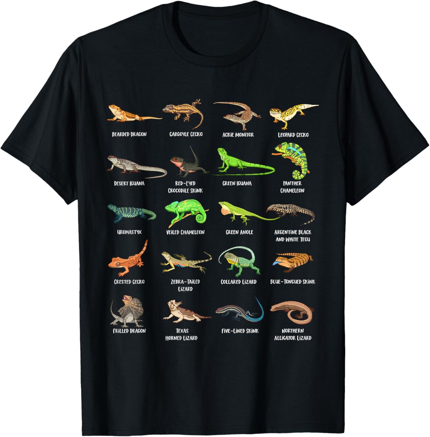 Exotische Echsen und Reptilien - viele Echsen T-Shirt - T-Shirt | Black