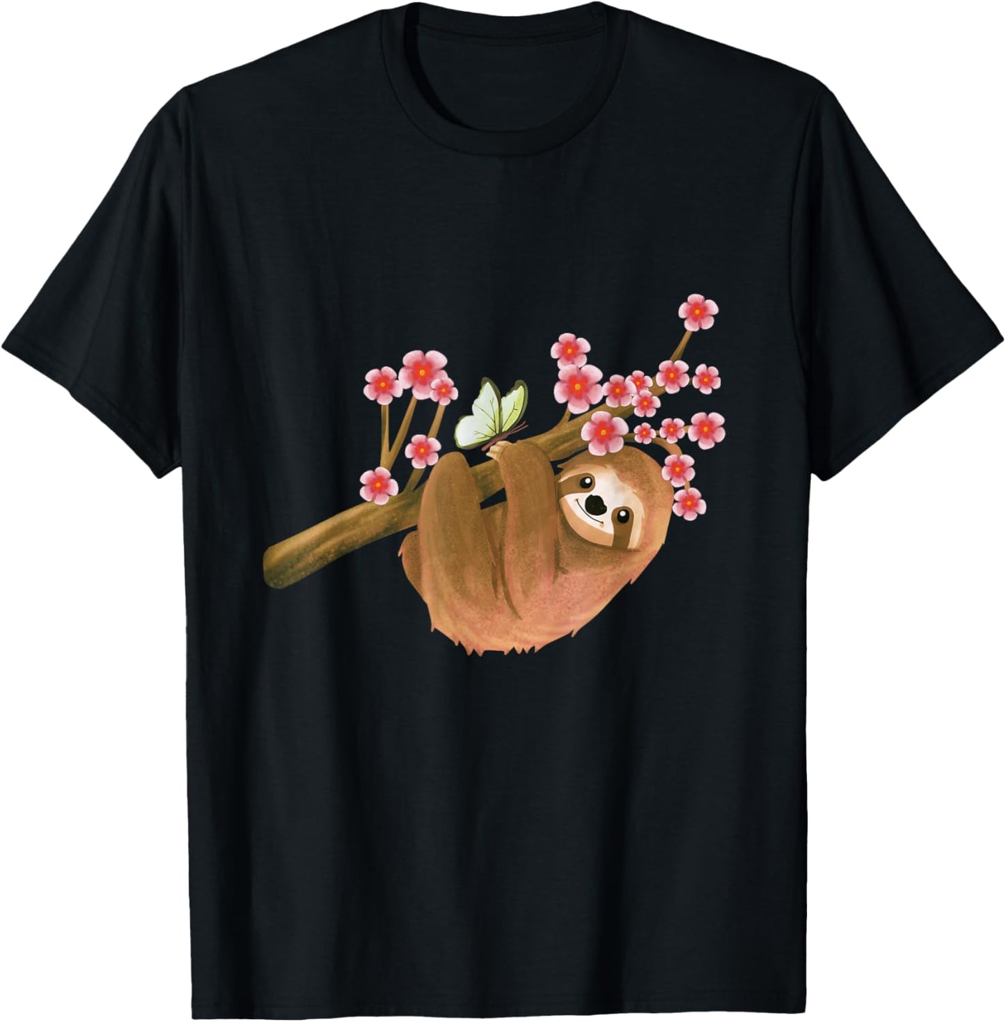 Vintage Sloth Shirt Japanese Cherry Blossom Flower Sakura T-Shirt - T-Shirt | Black
