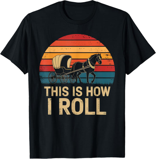 Amish Buggy – Classic Countryside Design T-Shirt - T-Shirt | Black