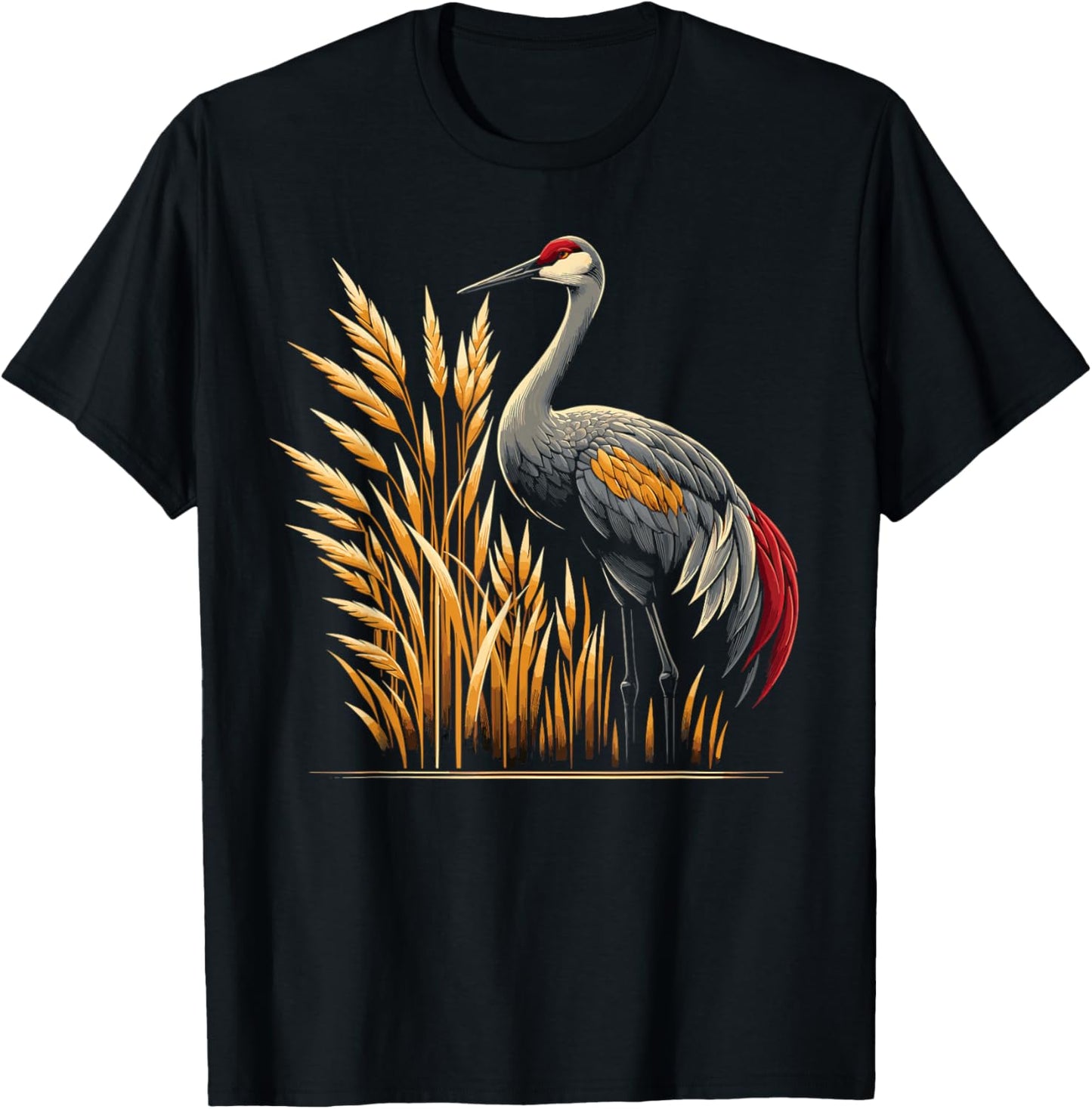Birdwatcher Sandhill Crane - -Adults, Black, Small T-Shirt - T-Shirt | Black