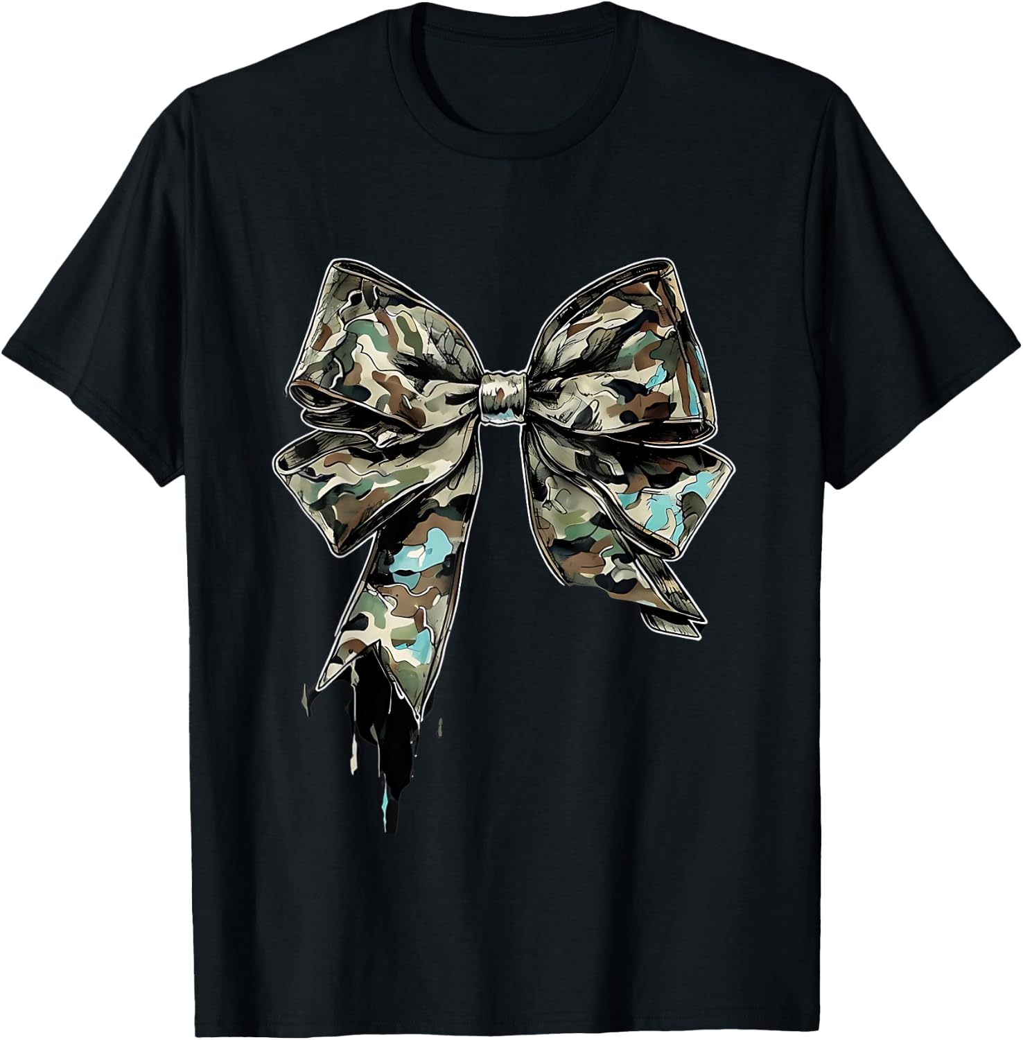 Camouflage Old Camo Bow Camo Coquette Bow Hunting Women Girl T-Shirt - T-Shirt | Black