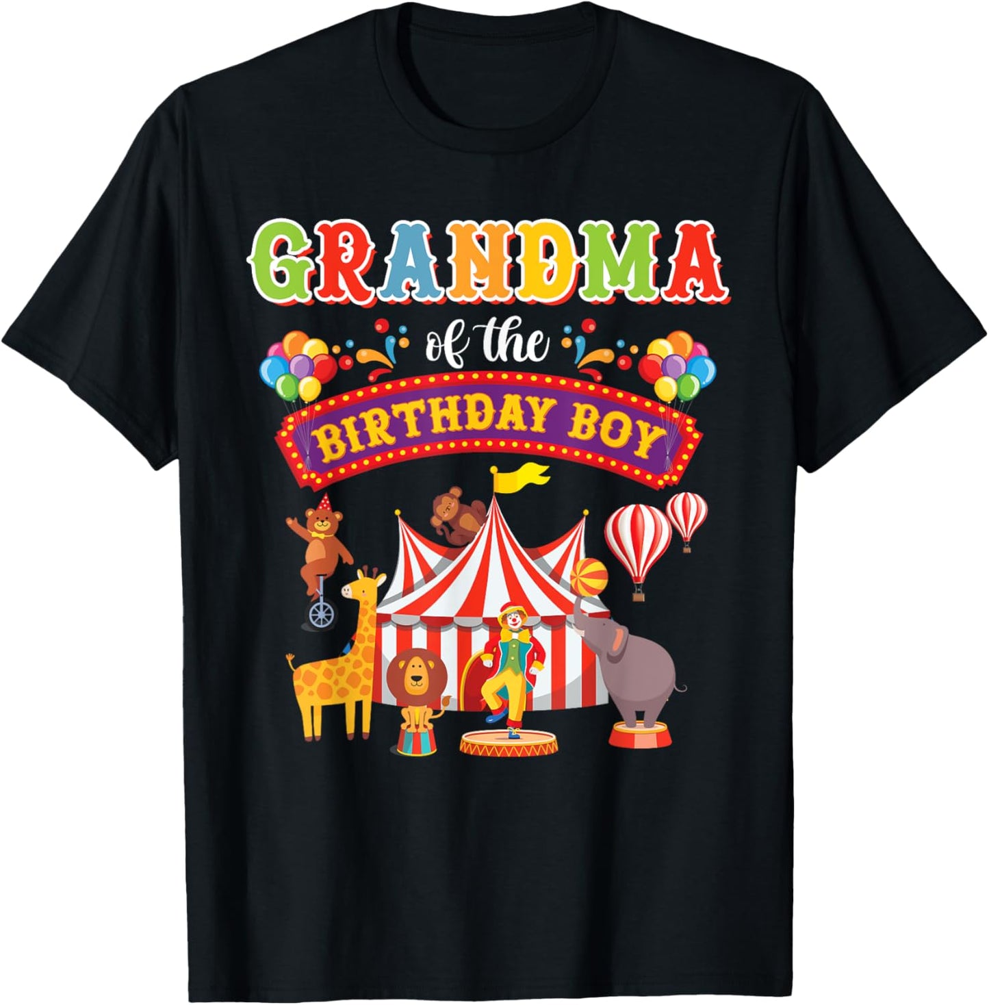 Grandma Of The Birthday Boy Carnival Circus 1st Birthday T-Shirt - T-Shirt | Black