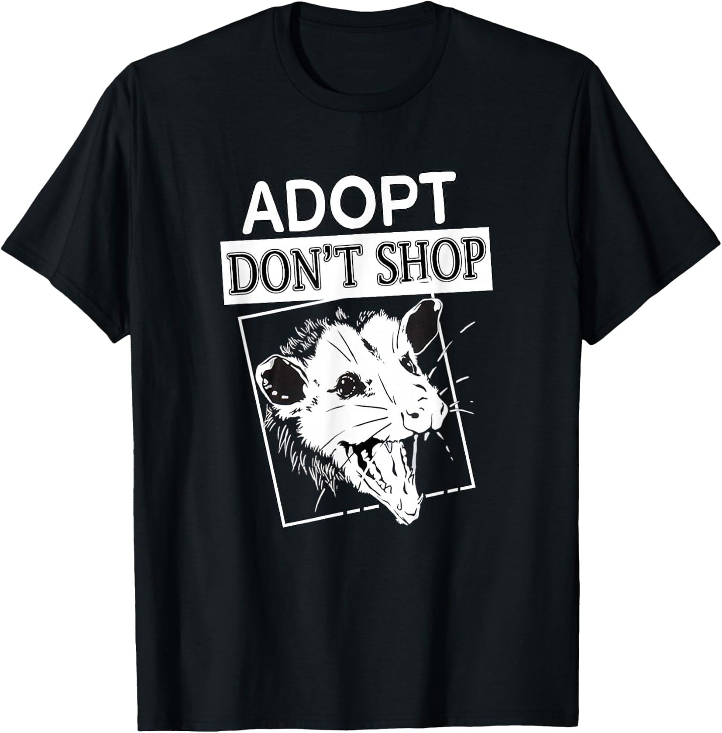 Adopt, Don't Shop Screaming Opposum - Opossum Lover T-Shirt - T-Shirt | Black