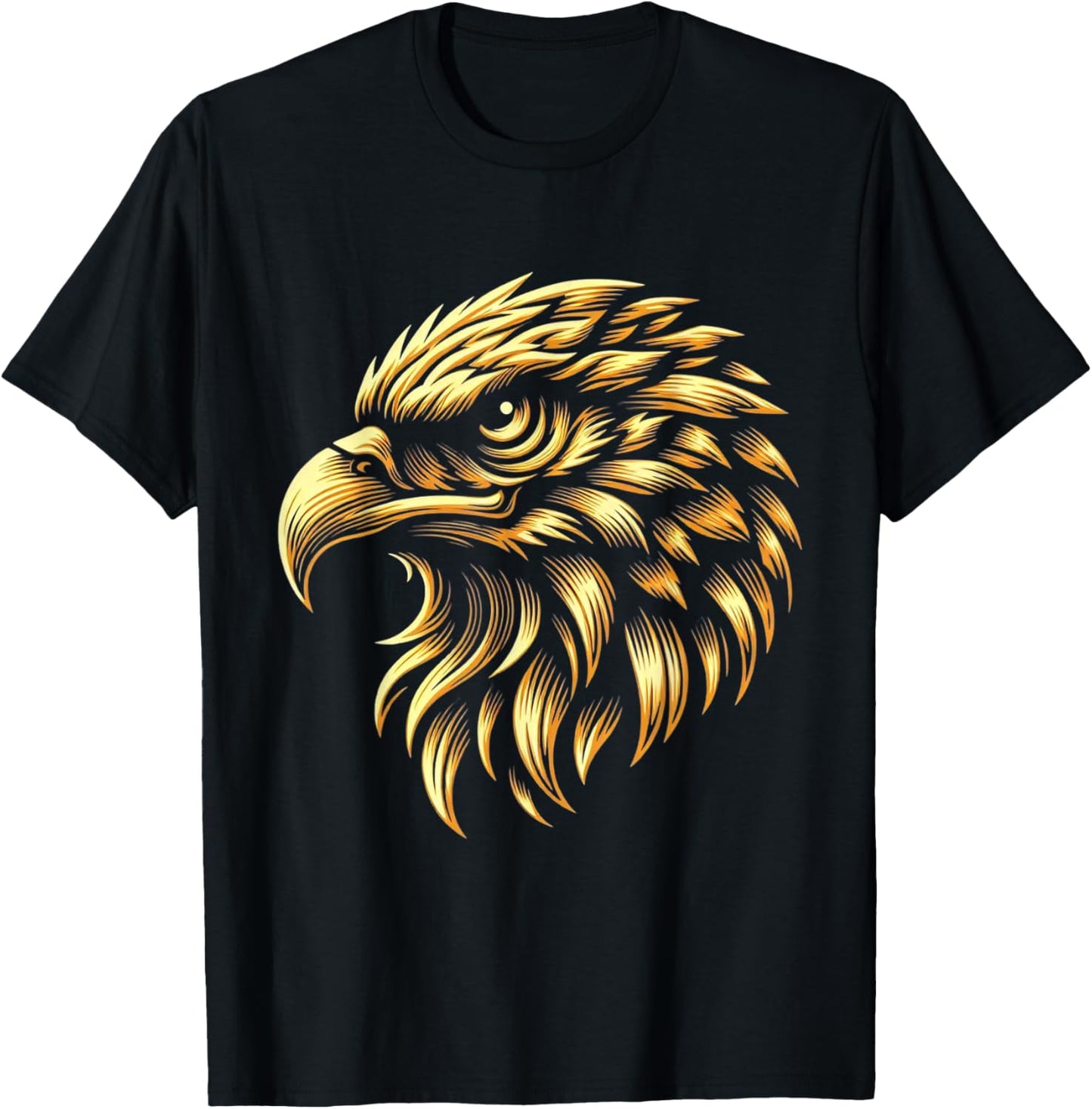 Golden American Bald Eagle Head Patriotic Design T-Shirt - T-Shirt | Black