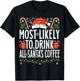 Most Likely To Drink All Santa's Coffee Family Christmas T-Shirt - T-Shirt | Black