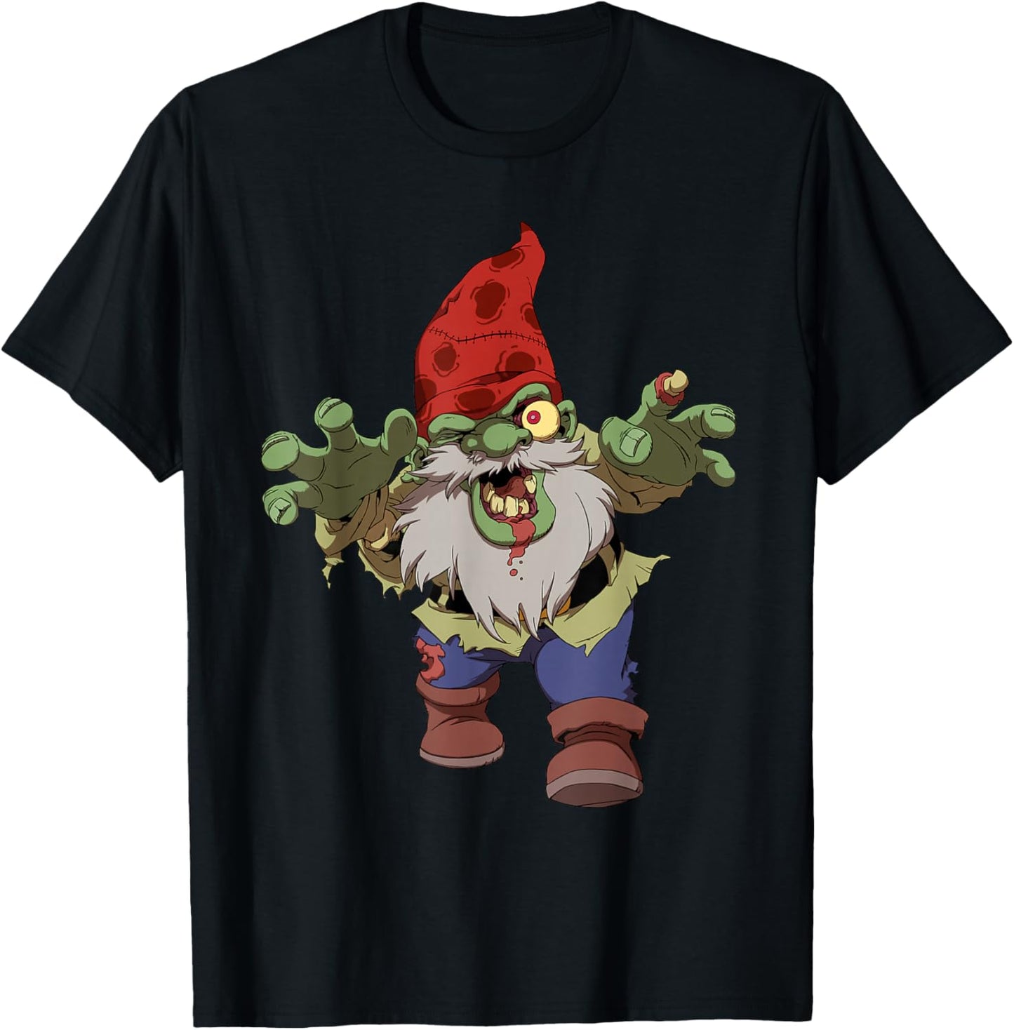 Zombie Gnome Funny Halloween Men Women T-Shirt - T-Shirt | Black