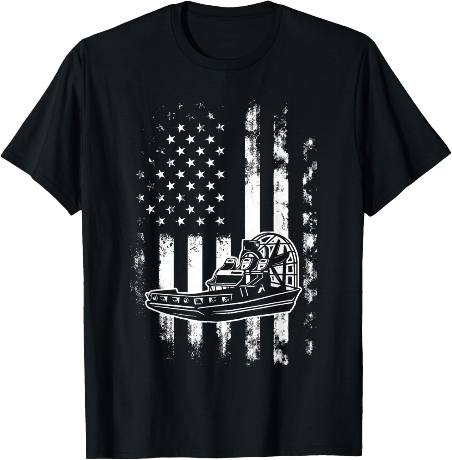 American US Flag Airboat T-Shirt - T-Shirt | Black
