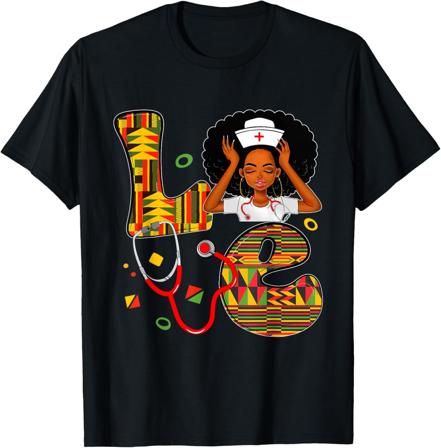 LOVE Nurse Nursing Black Girl Magic Juneteenth Black History T-Shirt - T-Shirt | Black