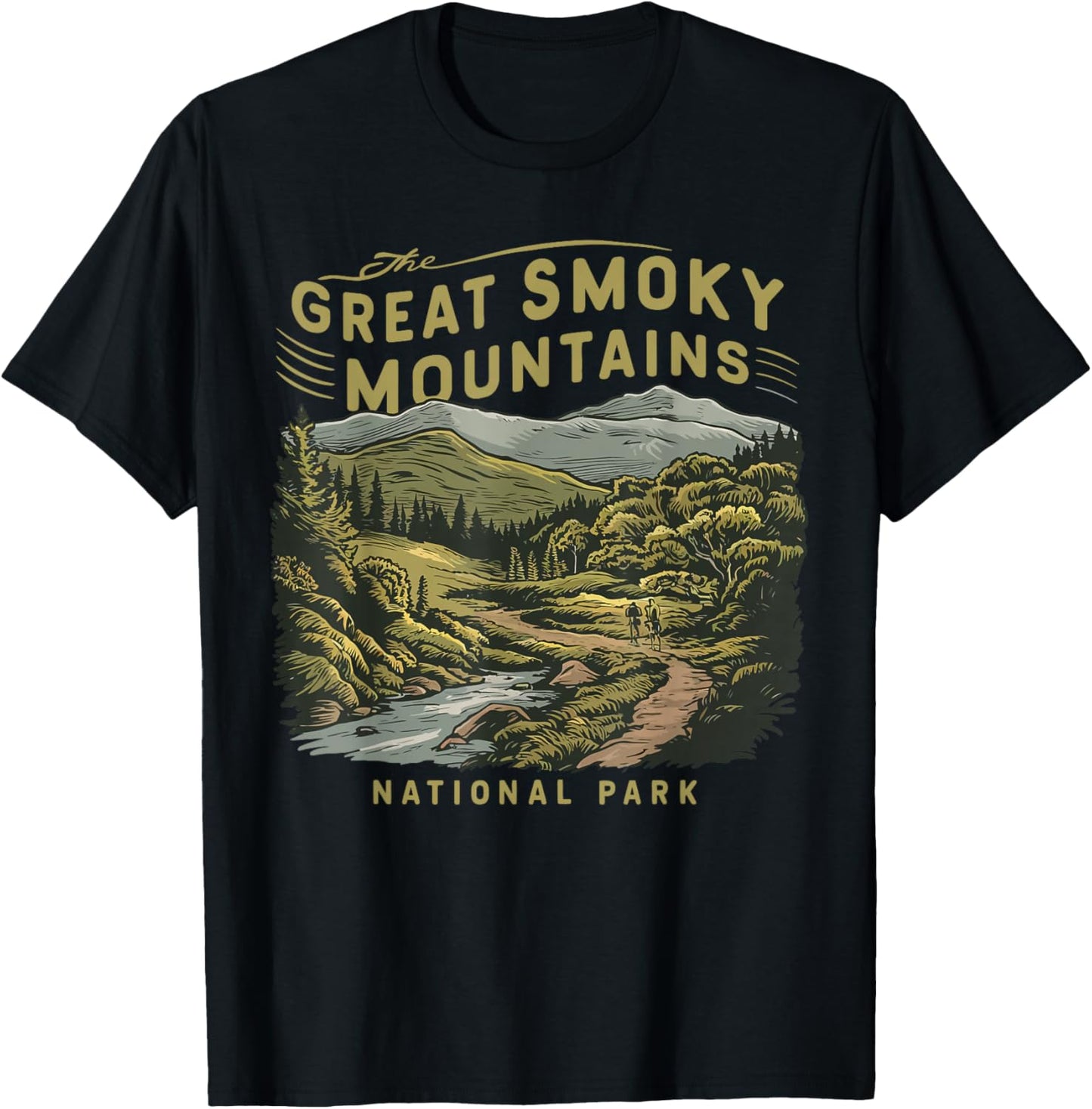Great Smoky Mountain US National Park Vintage Men Women Kids T-Shirt - T-Shirt | Black