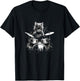 Funny Punk Kitten Kitty Cat Drummer Playing Drums T-Shirt - T-Shirt | Black