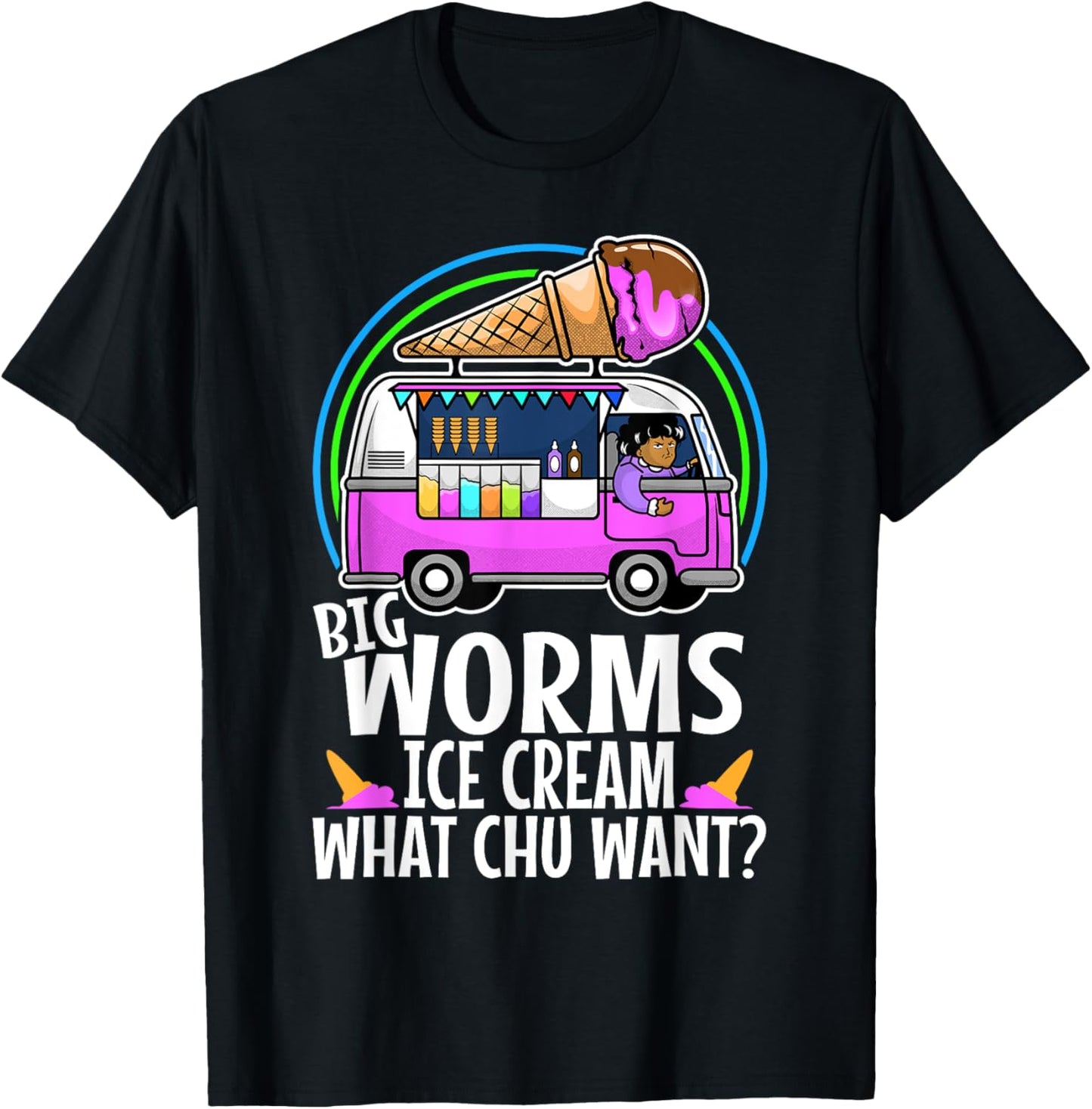 Big worms ice cream truck Women T-Shirt - T-Shirt | Black