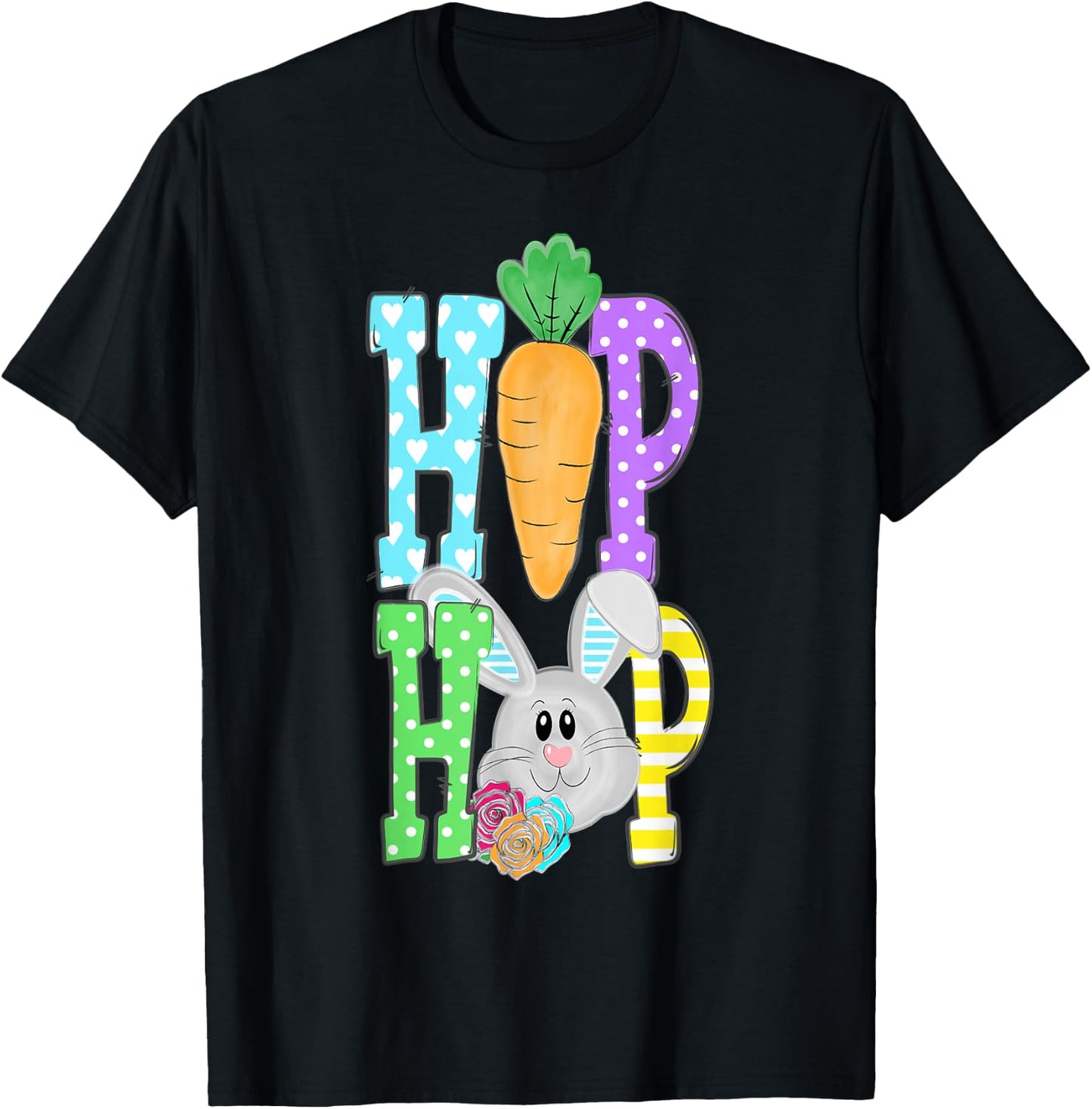 Hip Hop Hippity Easter Bunny Funny Graphic T-Shirt - T-Shirt | Black
