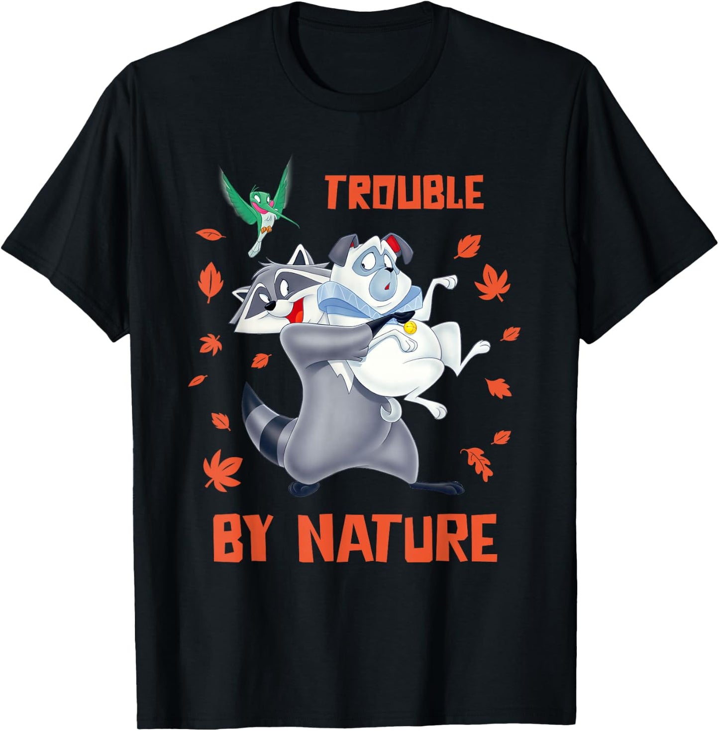 Disney Pocahontas Meeko Percy Flit Trouble By Nature T-Shirt - T-Shirt | Black