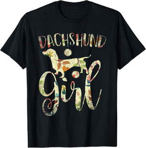 Dachshund Girl Dog Lover Women Girls Gift Vintage Dachshund T-Shirt - T-Shirt | Black