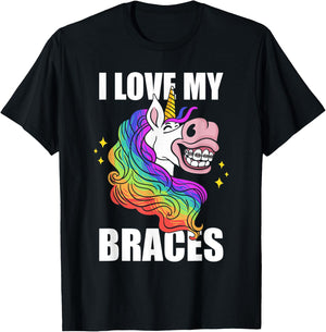 I Love My Braces Unicorn Dental Hygiene Orthodontist Girls T-Shirt - T-Shirt | Black