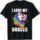 I Love My Braces Unicorn Dental Hygiene Orthodontist Girls T-Shirt - T-Shirt | Black