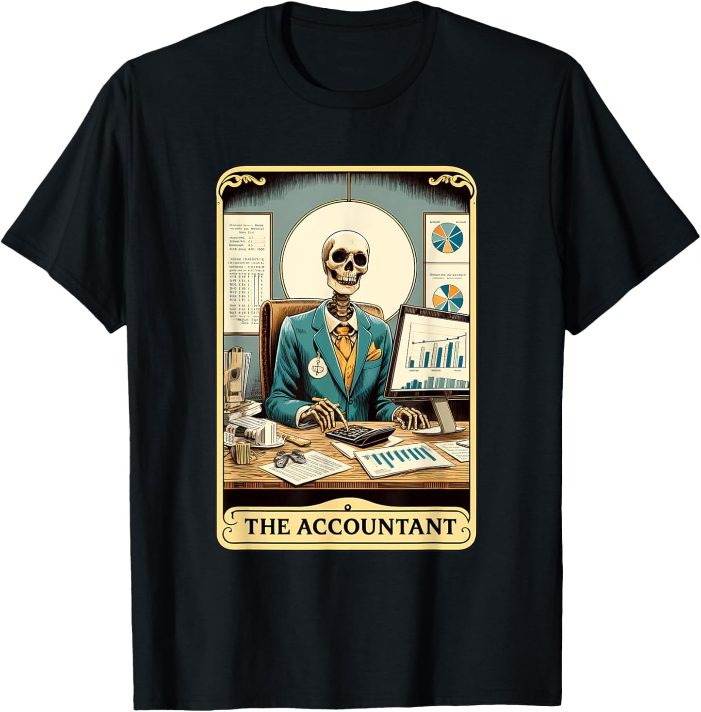 Accountant Tarot Card CPA Accounting Mystic Occult T-Shirt - T-Shirt | Black