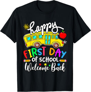 Welcome Back To School Happy First Day Teacher Bus Driver T-Shirt - T-Shirt | Black