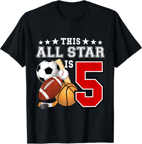 Kids 5 Year Old Sports Star Birthday Party All Sport 5th Gift
