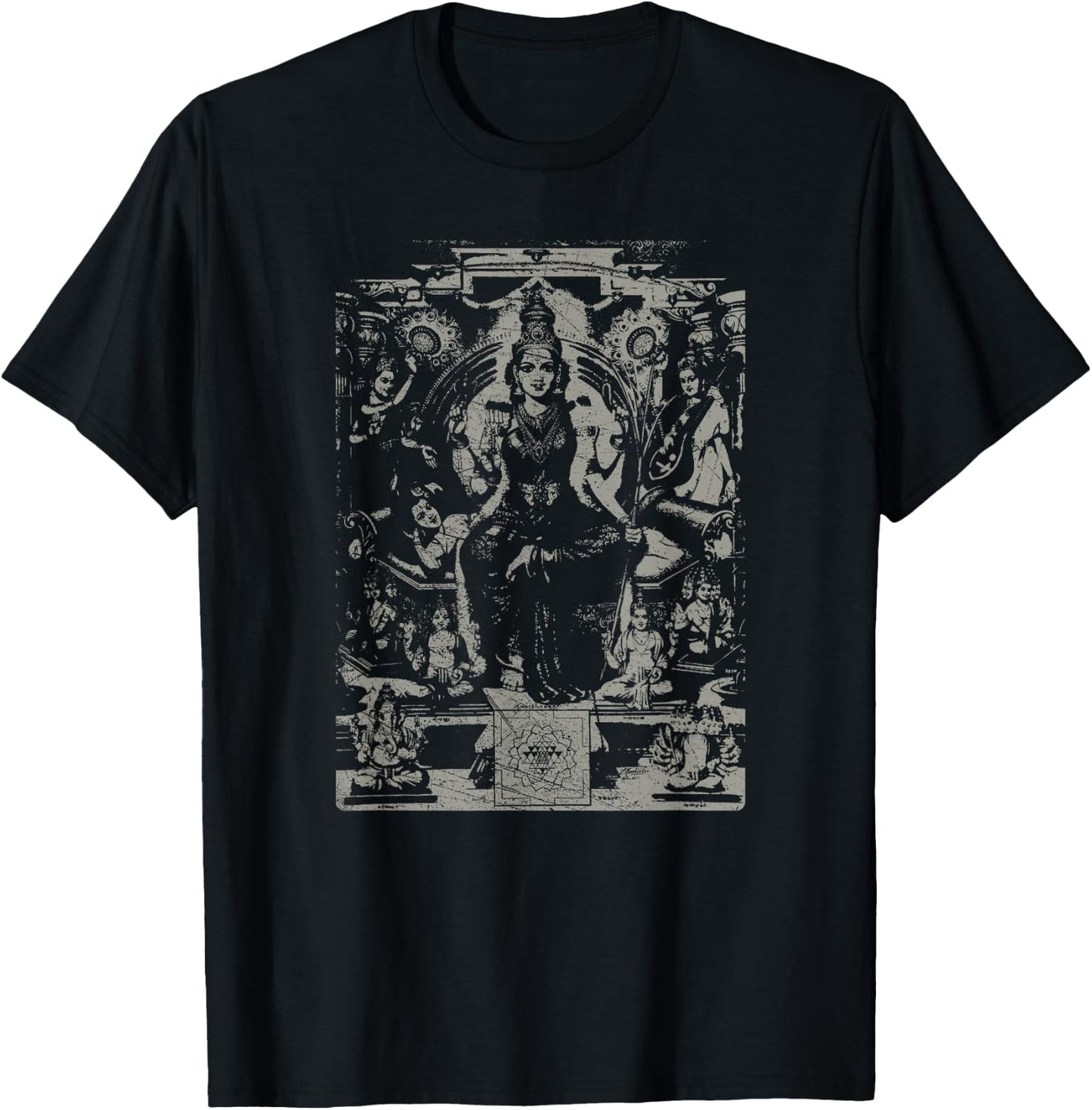 Hindu Book Tripura Upanishad - Sacred Sri Yantra T-Shirt - T-Shirt | Black