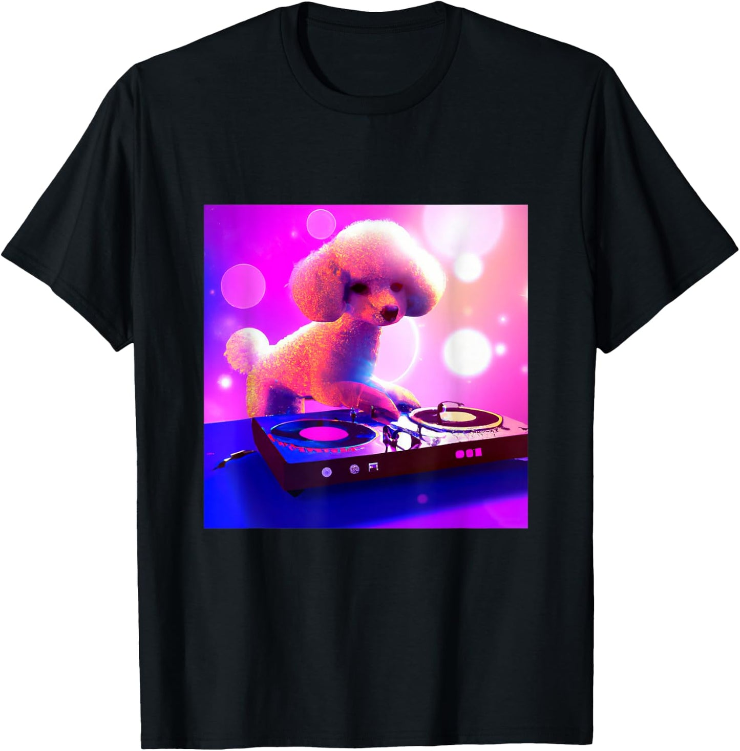 Toy Poodle DJ Vaporwave Dog Shirt Aesthetic Boys Girls Men T-Shirt - T-Shirt | Black