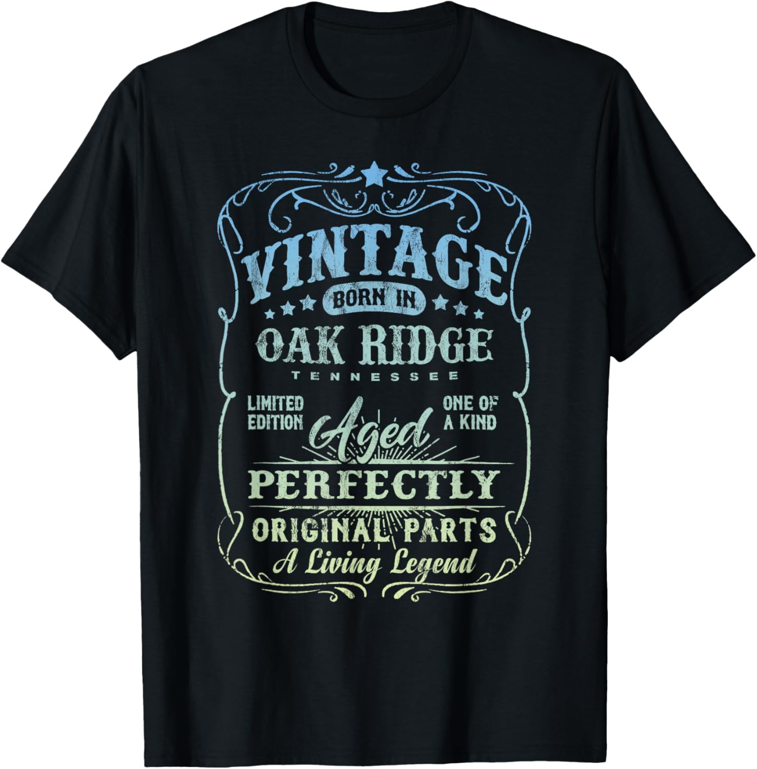 Vintage Born In Oak Ridge Tennessee Classic Birthday T-Shirt - T-Shirt | Black