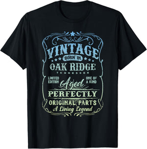 Vintage Born In Oak Ridge Tennessee Classic Birthday T-Shirt - T-Shirt | Black