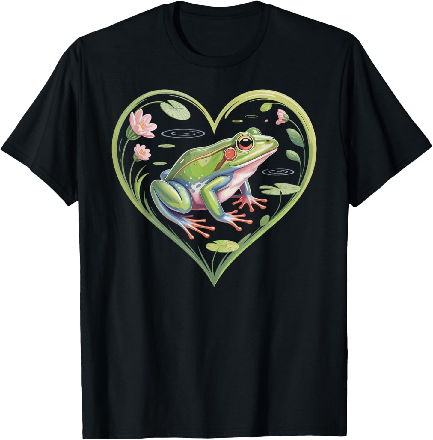 Cute Kawaii Frog Heart T-Shirt - T-Shirt | Black
