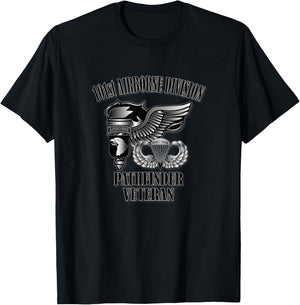 101st Airborne Pathfinder Veteran (Front Design) T-Shirt - T-Shirt | Black