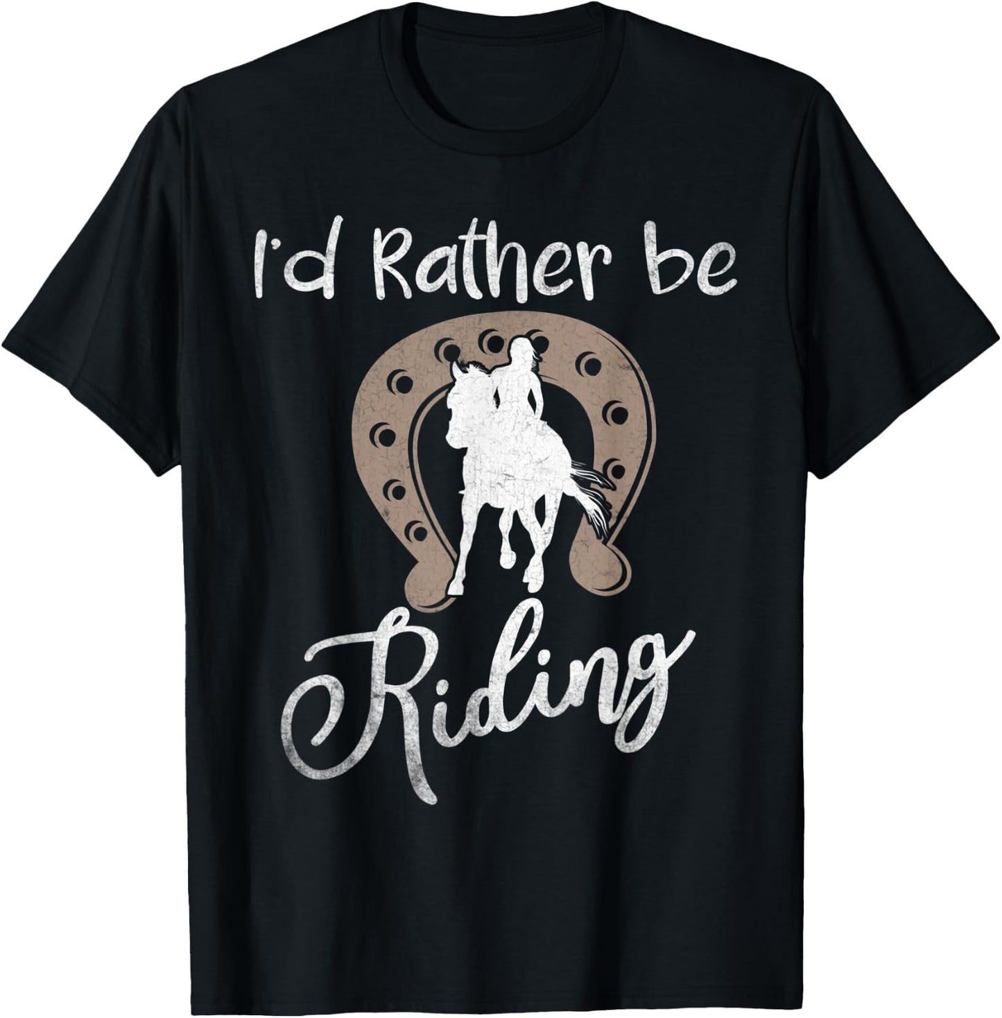 Horse Shirts Girls I'd Rather Be Riding Horseback T-Shirt - T-Shirt | Black