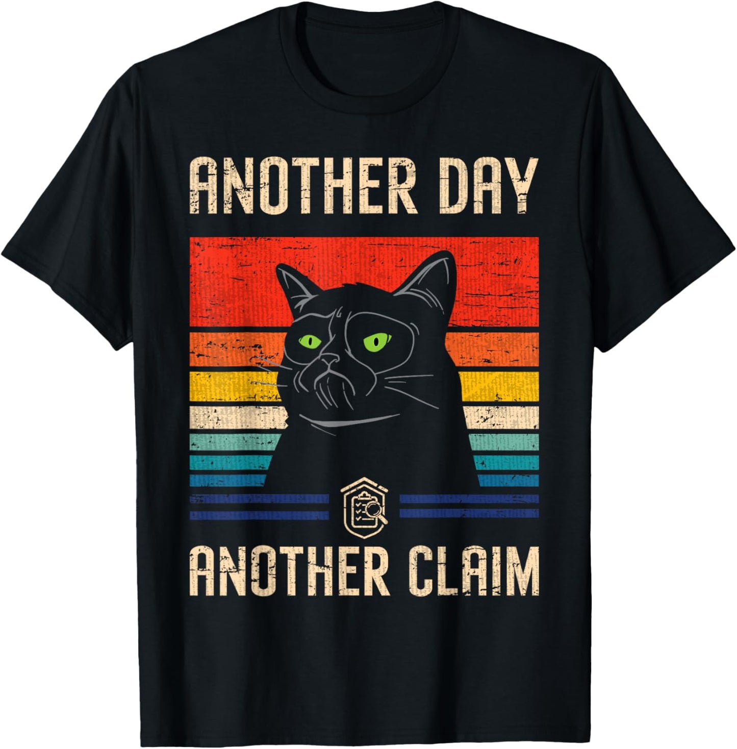 Claim Adjuster & Investigator Gifts Claim Examiner Black Retro Sports Cartoon , Small, Classic Fit, Short Sleeve, , Pull On, Cotton 65%, Polyester 35% T-Shirt - T-Shirt | Black