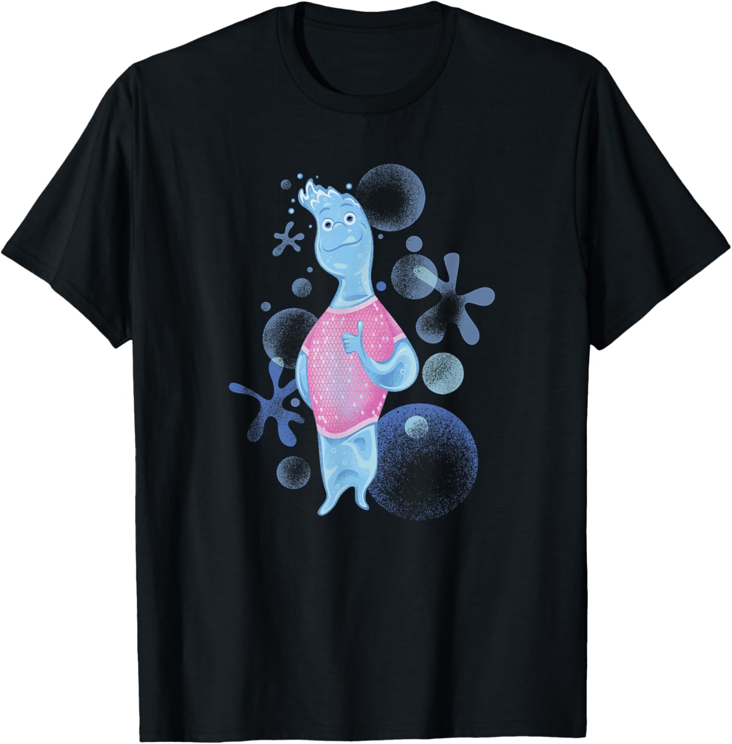 Disney Pixar Elemental Water Patterns Wade Portrait T-Shirt - T-Shirt | Black